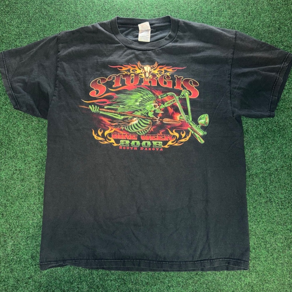 Vintage 2005 Sturgis Bike Week T Shirt Mens Large Delta Pro Weight Biker Graphic